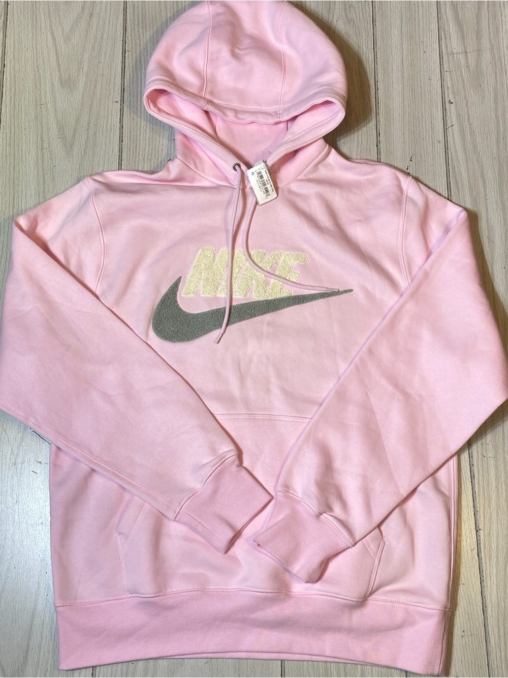Nike Club Fleece Pullover Hoodie Pink Glitter Metallic Futura Logo Men's M NEW!
